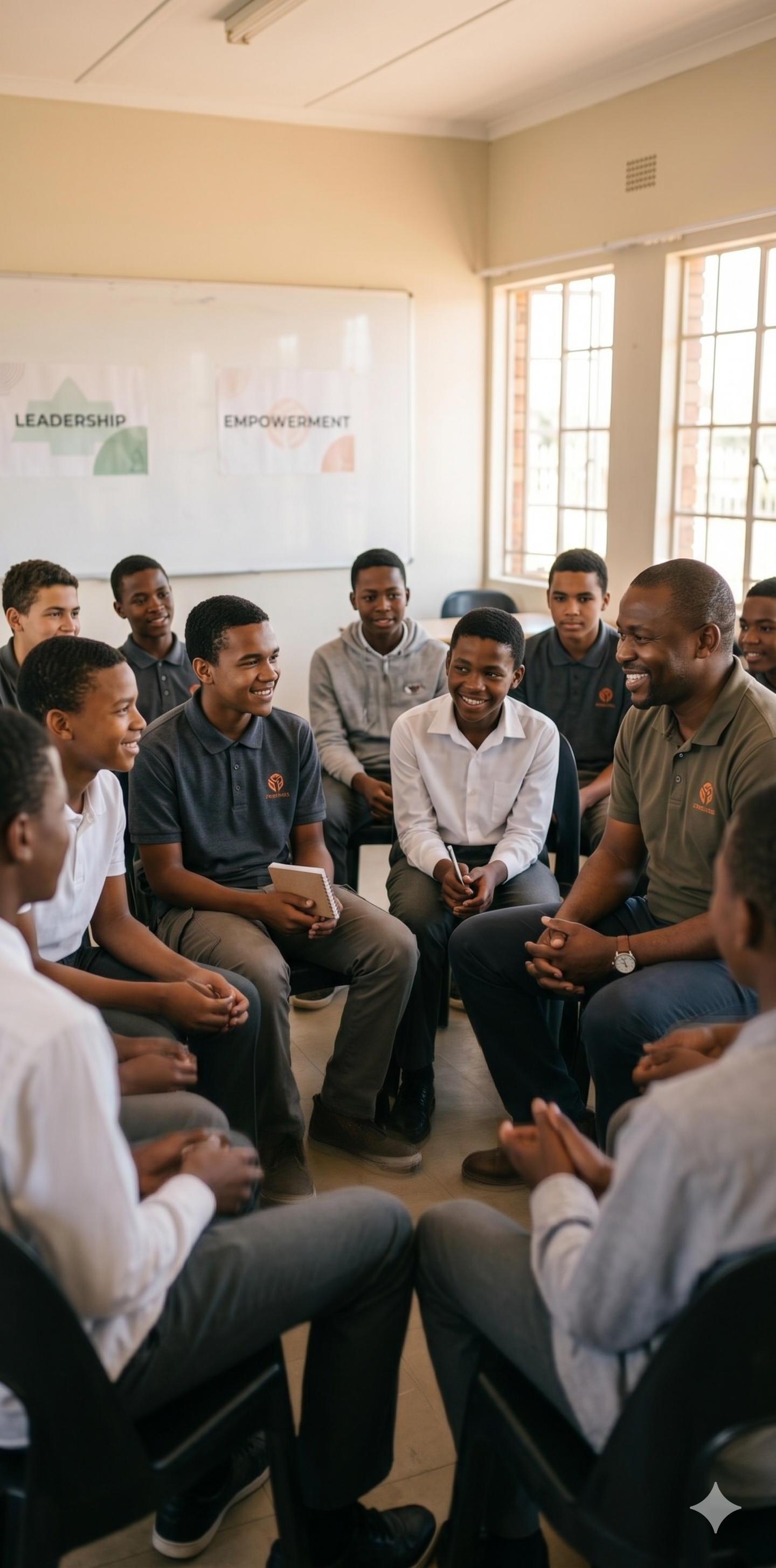 Boys taking part in a leadership and mentorship workshop